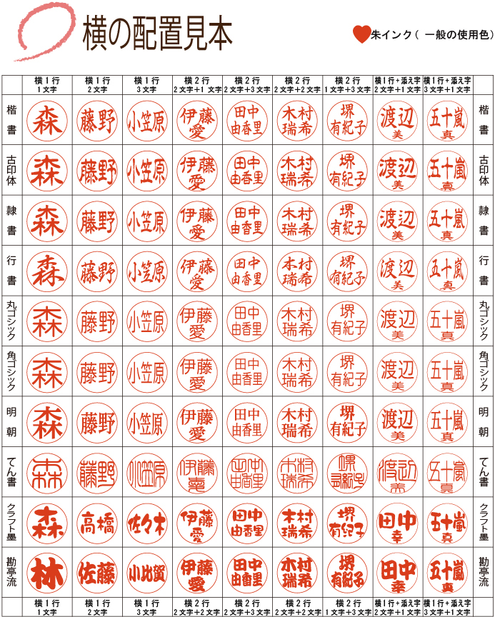 横の配置見本いろいろ