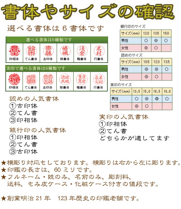 書体やサイズの確認