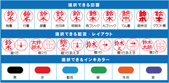 選択できる印面