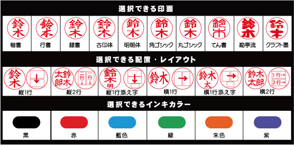 選択できる印面